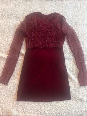 Free People Wine Velvet Mini Dress